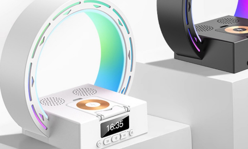 Image 4: 4 In 1 Wireless Charging Bluetooth Speaker - Digital Clock, Phone Holder and Bedside Lamp