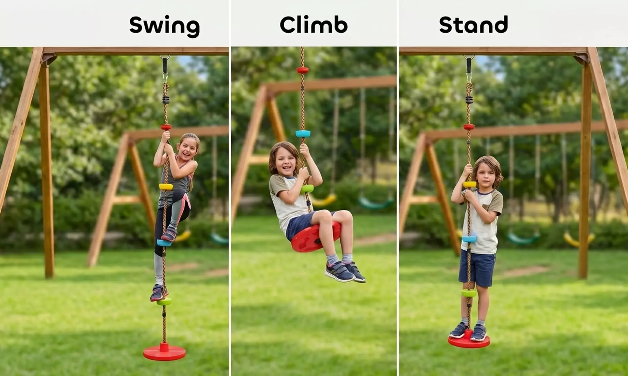 Aiyaplay Kids Tree Swing and Climbing Rope Kit with Disc Swing