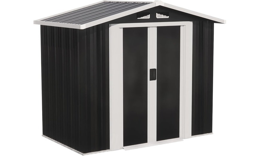 Image 2: Alivio Metal Garden Storage Shed With Weather Protection