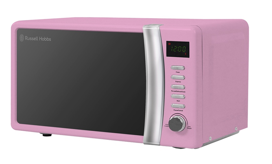 Image 1: Russell Hobbs Pink Microwave