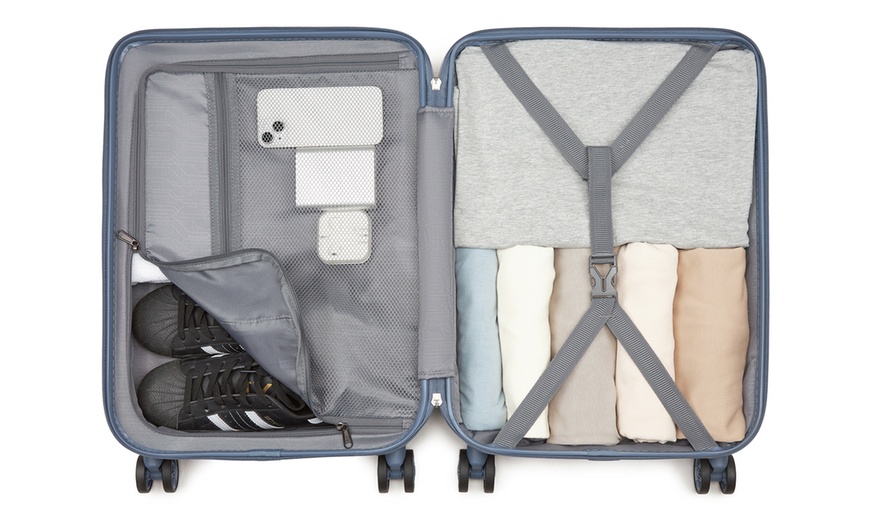 Image 7: KONO Hardshell Luggage in Denim Blue with TSA Lock and Spinner Wheels