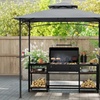 Image 1: Outdoor BBQ Pavilion Gazebo - Steel Frame with Double Roof & Side Shelves