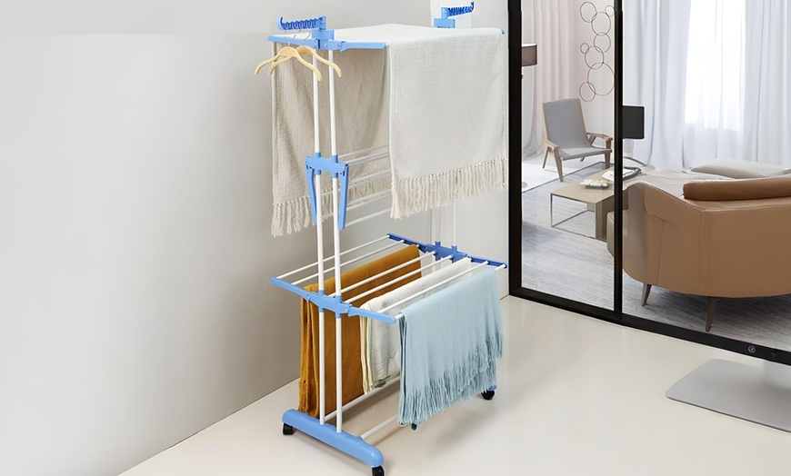 Image 5: Faltbarer Wäscheständer mit mehrstöckiger Struktur