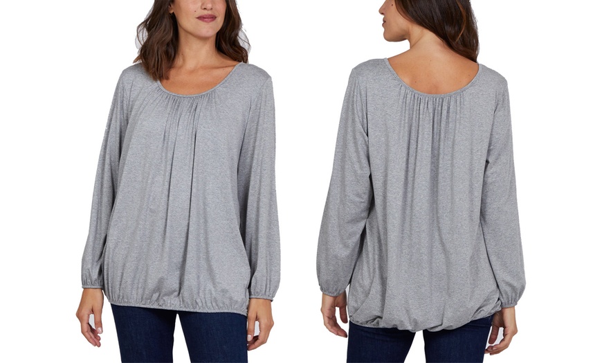 Image 16: Ladies Baggy Fit Ruched Neck Long Sleeve Top