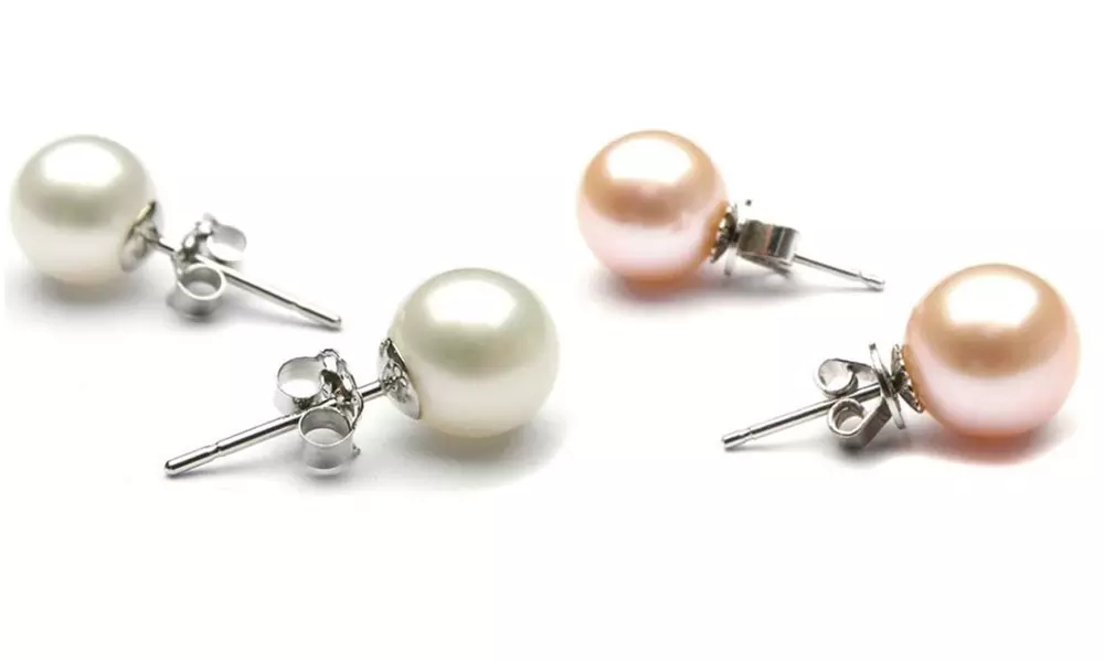 Set of 2 8mm Pearl Stud Earrings