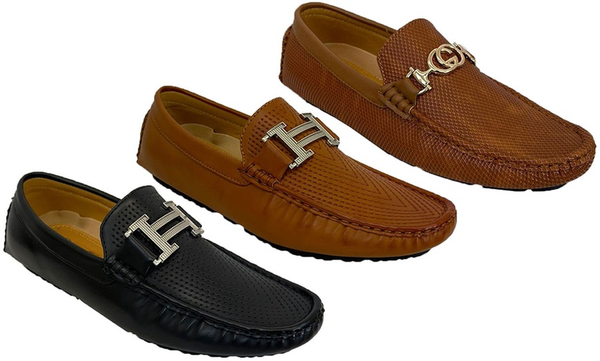 Image 1: Men's Slip-on Leather-Look Moccasins