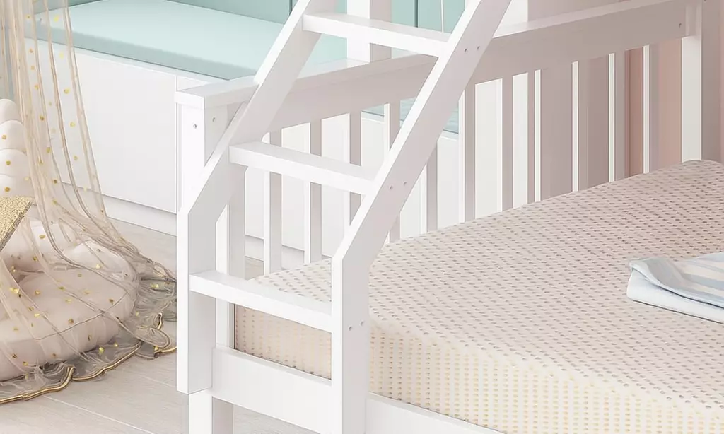 Kids' Solid Pine Wooden Bunk Bed