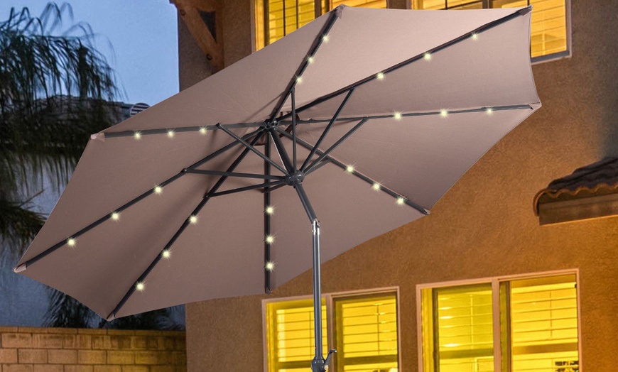 10' Solar Patio Umbrella with LED Lights | Groupon