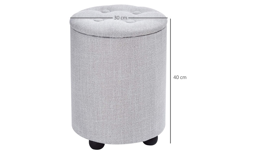 Image 9: HomCom Linen Tufted Ottoman
