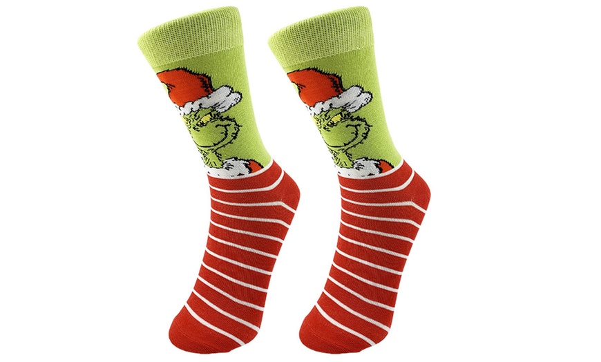 Image 4: Grinch-Inspired Christmas Socks