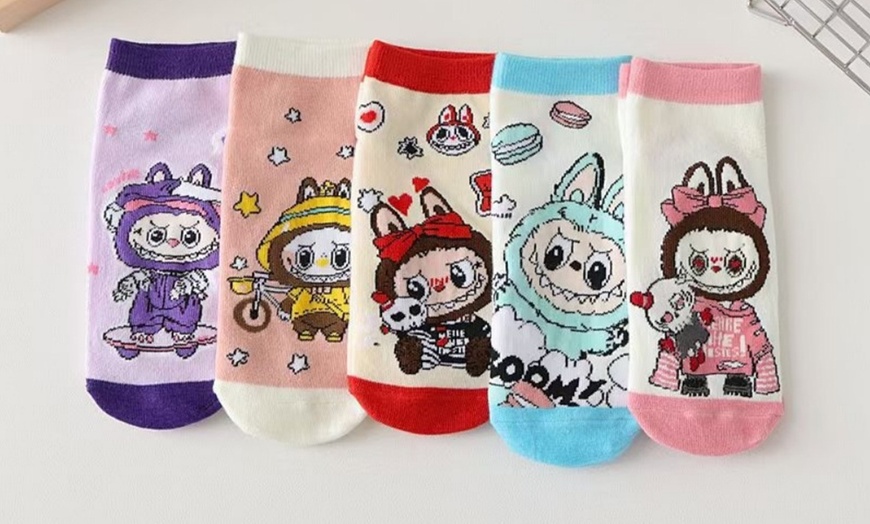 Image 7: Five Pairs of Labubu-Inspired Cotton Socks 