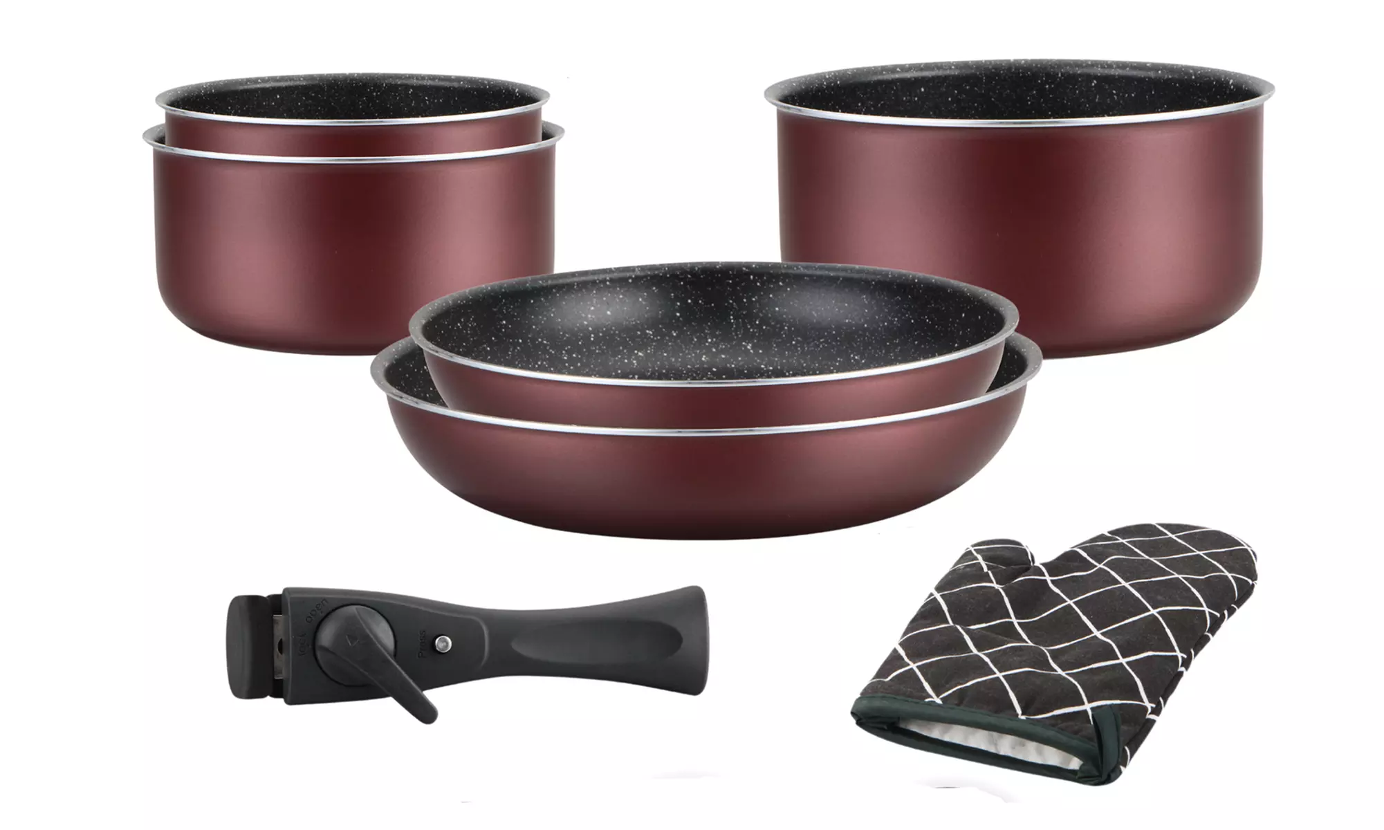 Batería de cocina con mango desmontable, de Herzberg