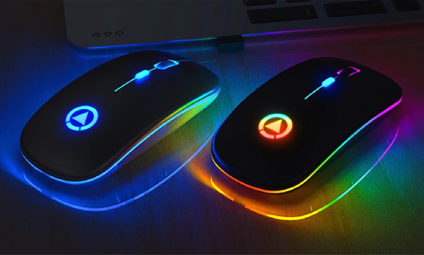 Image 3: Rechargeable Wireless Bluetooth Mouse with Colourful Lights