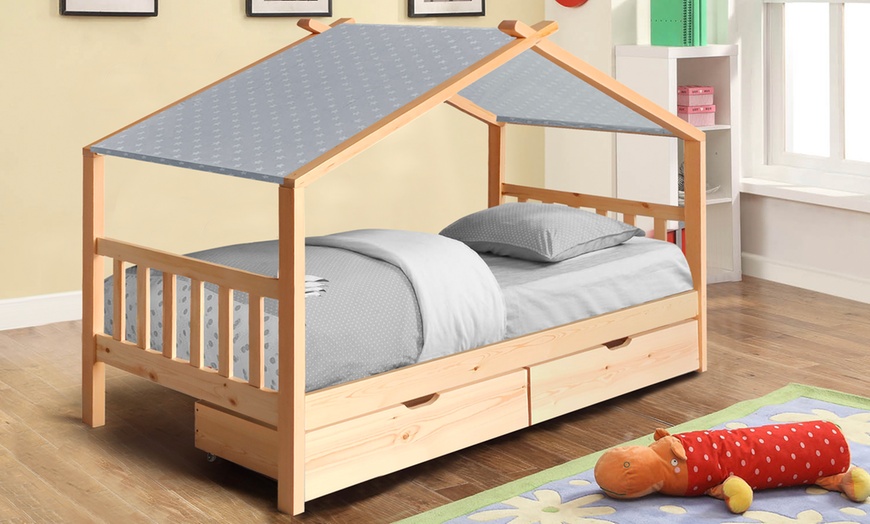Image 6: Milverton Children's Storage House Bed with Optional Tent and Mattress