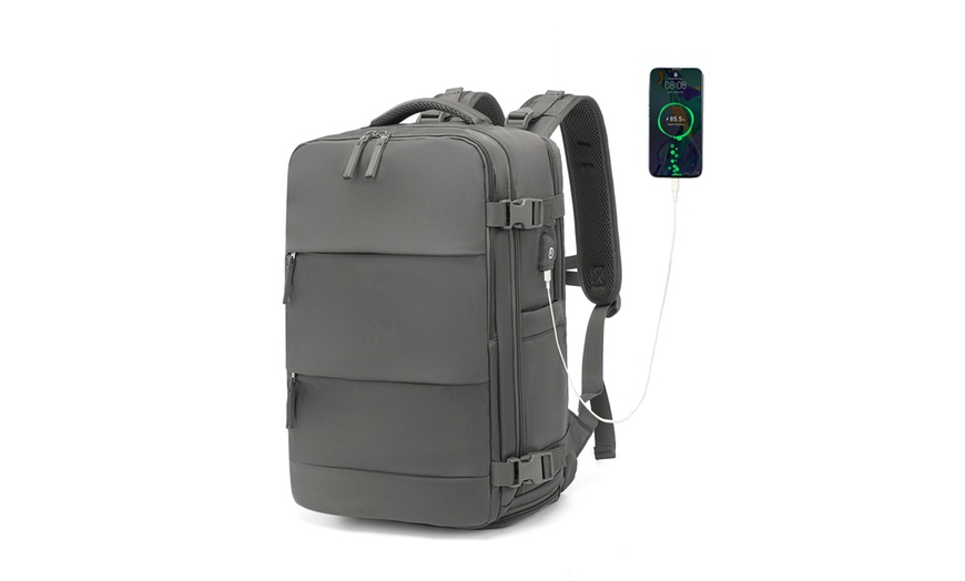 Image 31: 25L Multi-Functional Laptop Bag with USB Port and Shoe Compartment