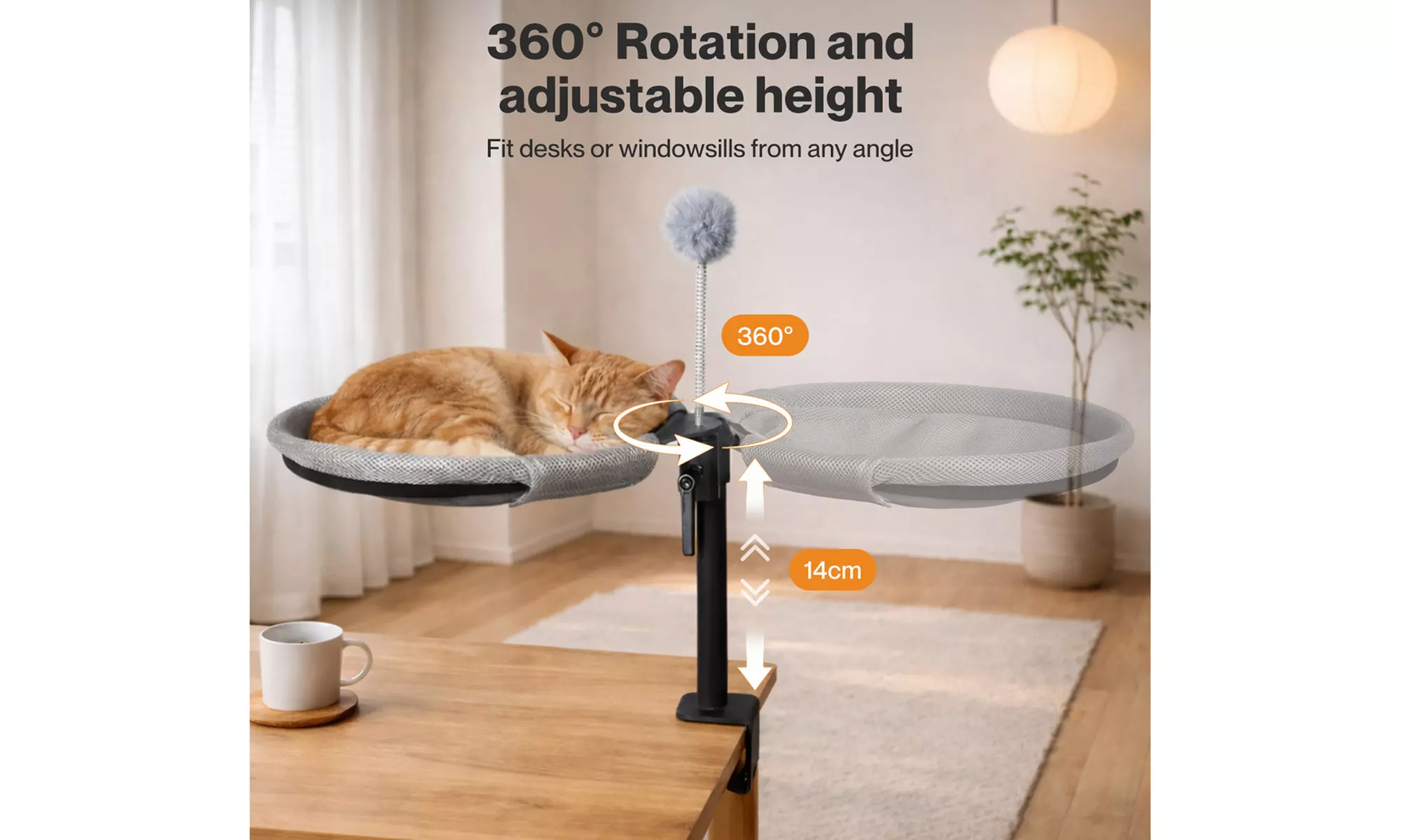Skylos 360-Degree Rotating Desk Cat Hammocks and Beds