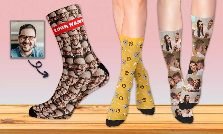 Image 11: Custom Photo Socks from Justyling — Perfect Graduation Gift (Up to 81% Off)