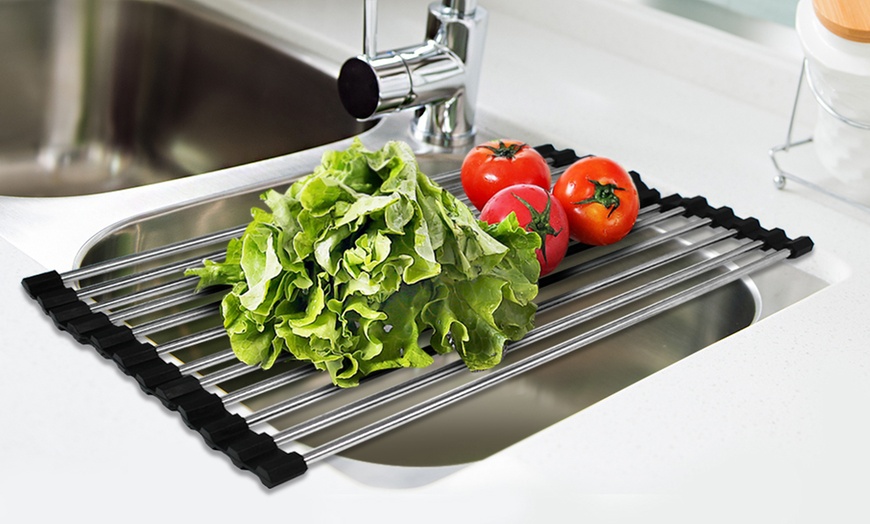 Kitchen Roll-Up Dish Drainer Rack | Groupon Goods