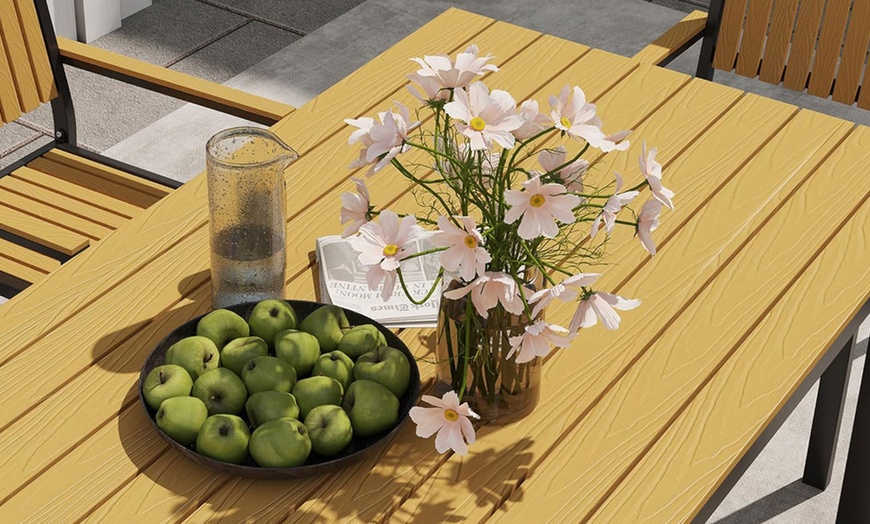 Image 5: Outsunny Six-Seater Garden Dining Set with Stackable Chairs