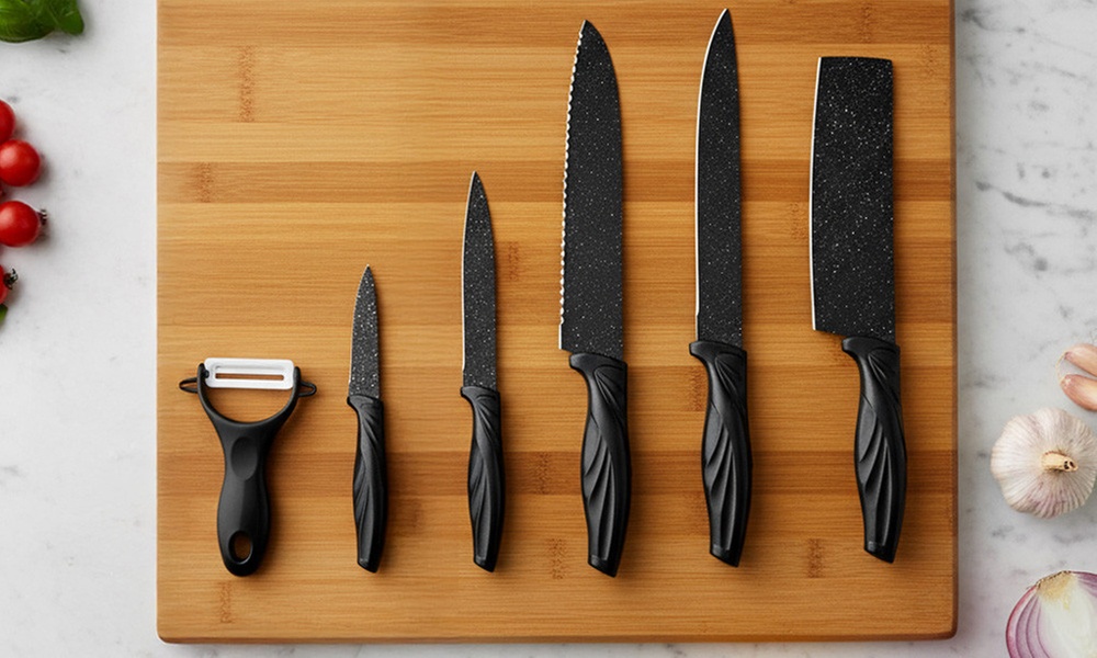 Set di 6 coltelli da cucina in acciaio inox