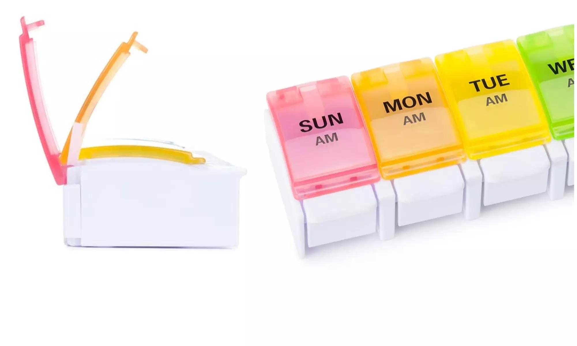 Weekly Pill Organizer 2 Times A Day AM PM with Easy Push Button