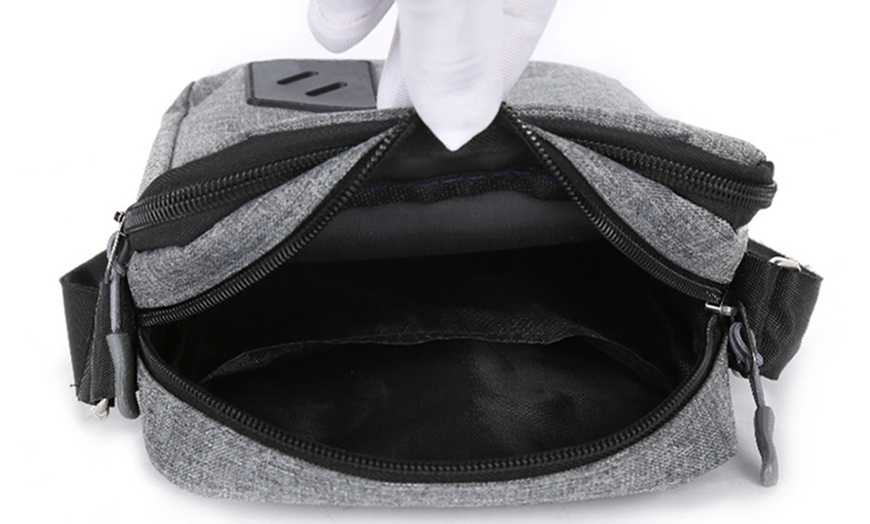 Image 4: Men's Oxford Crossbody Shoulder Bag with Adjustable Strap