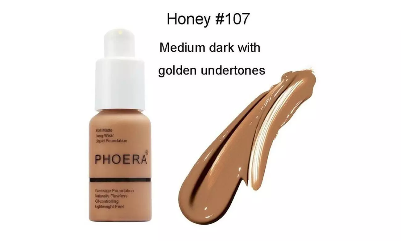 Phoera Foundation Makeup Full Coverage Liquid Base Brighten Long Lasting Shade