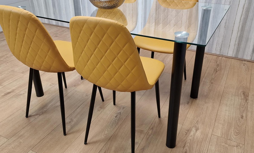 Image 9: Glass Dining Table Set with Chair Options