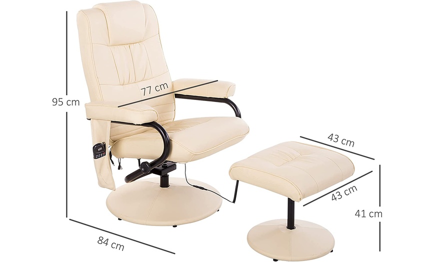 Image 6: HOMCOM Recliner Massage Chair with Footstool