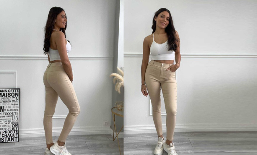 Image 2: Women's High Waist Stretch Fit Skinny Jeans