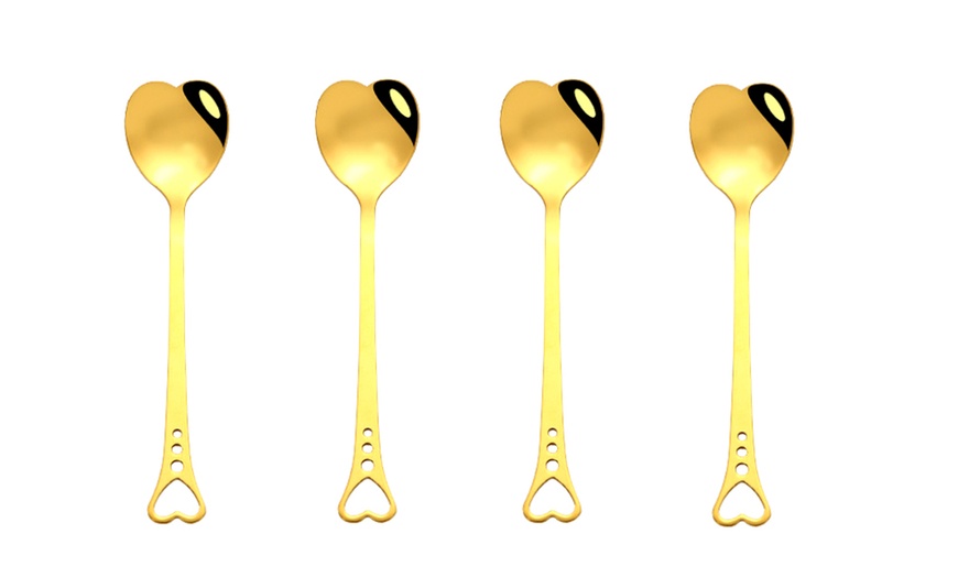 Image 7: 4, 5, 8 or 10 Heart Teaspoons