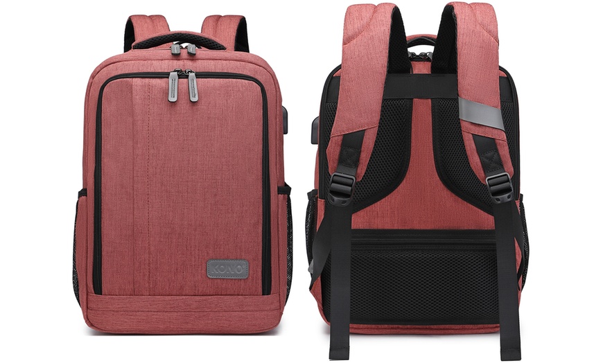 Image 28: KONO Travel Backpack Business Bag with USB Port and Laptop Compartment