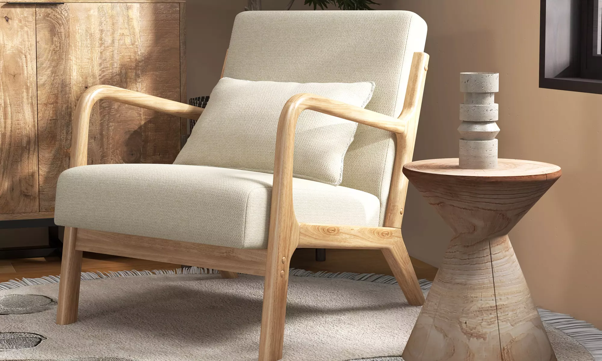 Poltrona in tessuto e legno Zach Doosense