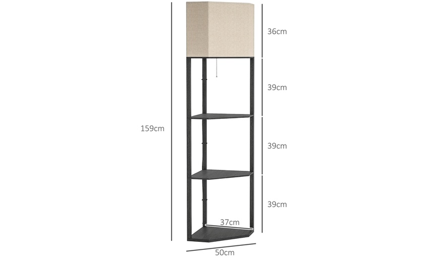 Image 24: HOMCOM Corner Floor Lamp with Shelves