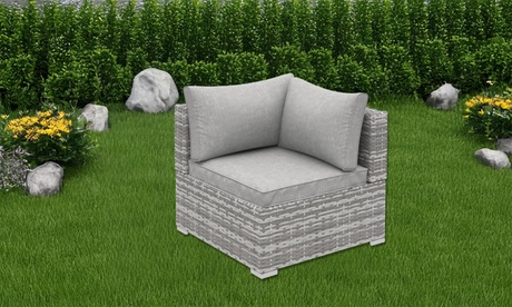 Outsunny Unisex Rust Outdoor Pe Rattan-Effect Corner Sofa