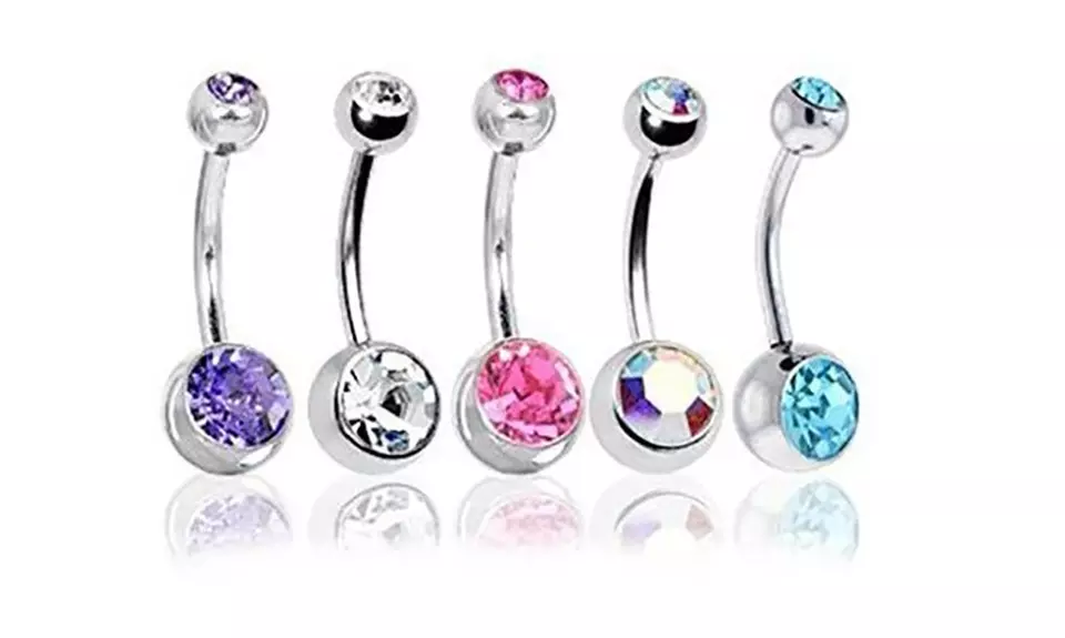 5 ou 10 piercings de nombril avec double cristaux, livraison offerte - Primary Image