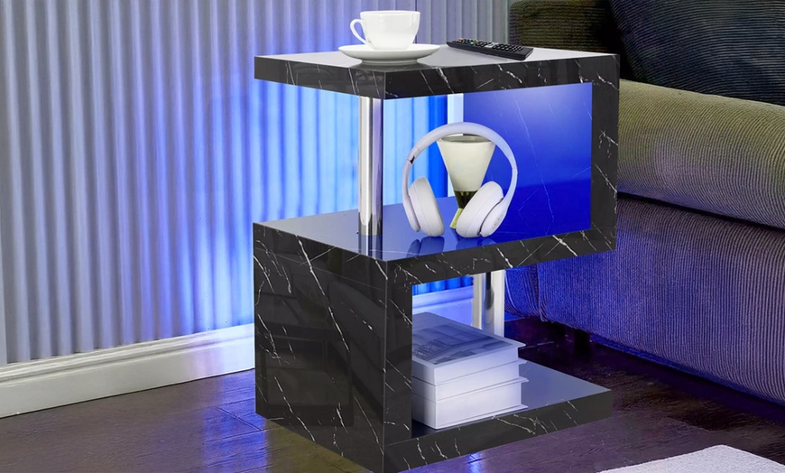 Image 3: High Gloss LED Coffee and Side Table Range