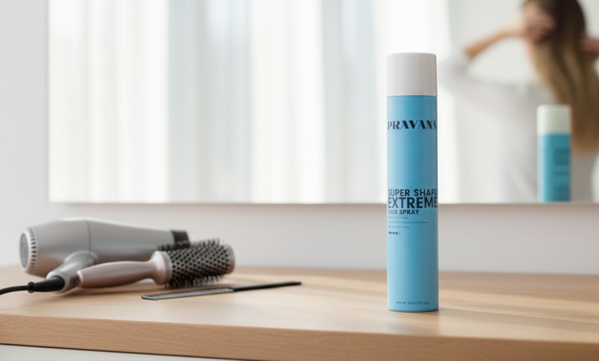 Image 1: One or Two Pack of Pravana Nevo Super Shape Extreme Hair Spray 10.6 oz