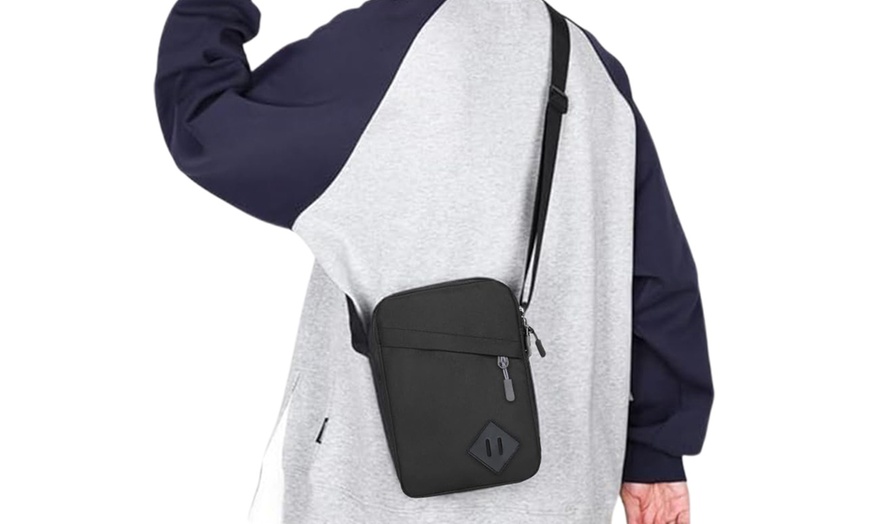 Image 13: Men's Oxford Crossbody Shoulder Bag with Adjustable Strap
