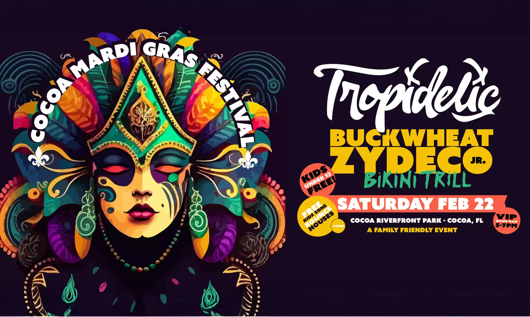 2025 COCOA MARDI GRAS feat TROPIDELIC, BUCKWHEAT ZYDECO, & BIKINI TRILL - COCOA RIVERFRONT PARK on 2/22/25 - Primary Image