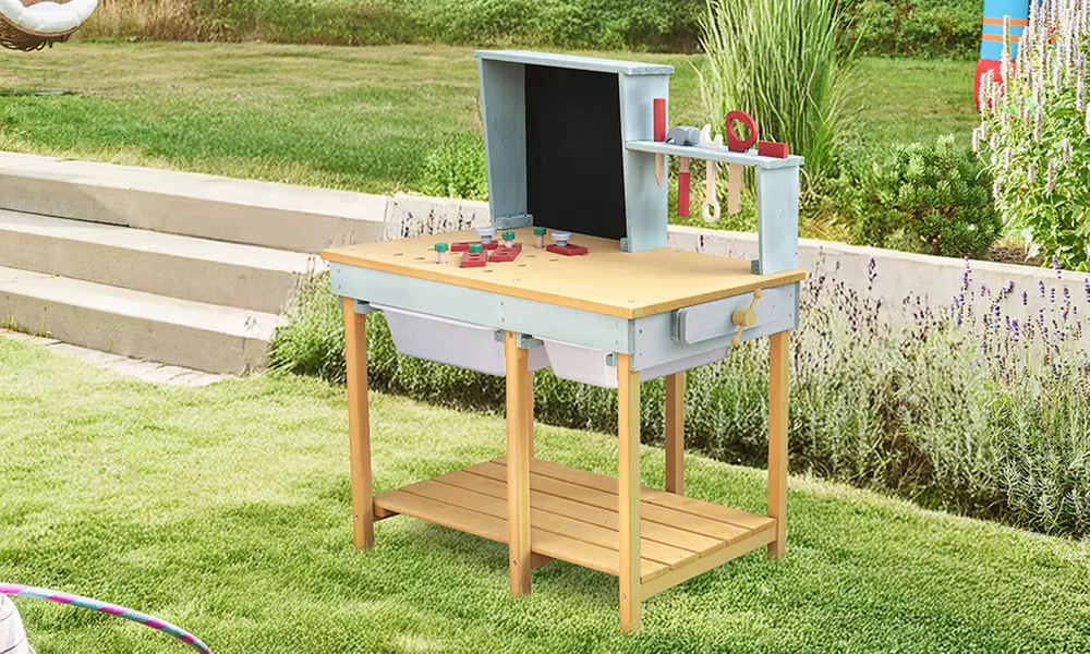 Home Deluxe Kinder-Werkbank "TOOL" aus Holz in Blau - Primary Image