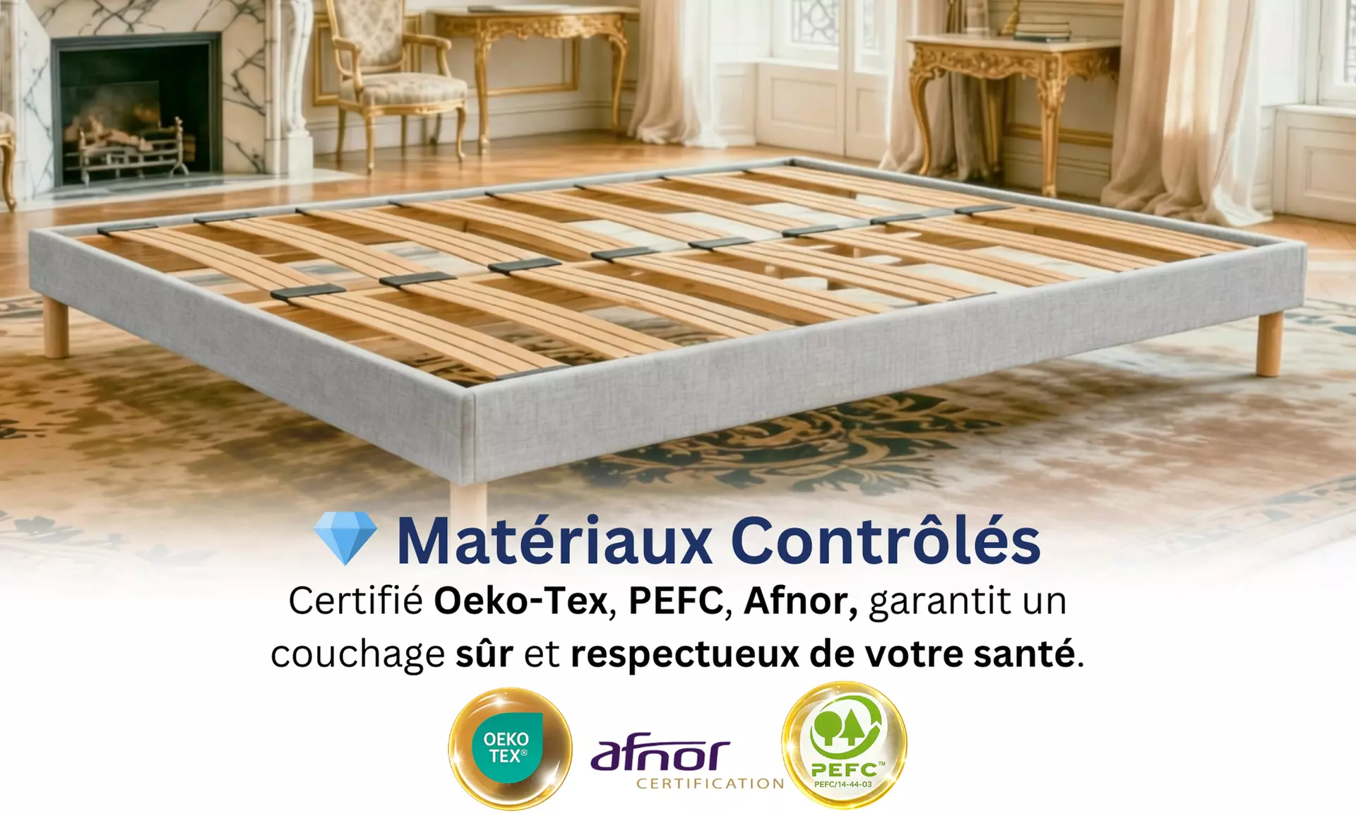 Sommier à latte dynamique, bois massif d'épicéa et de hêtre