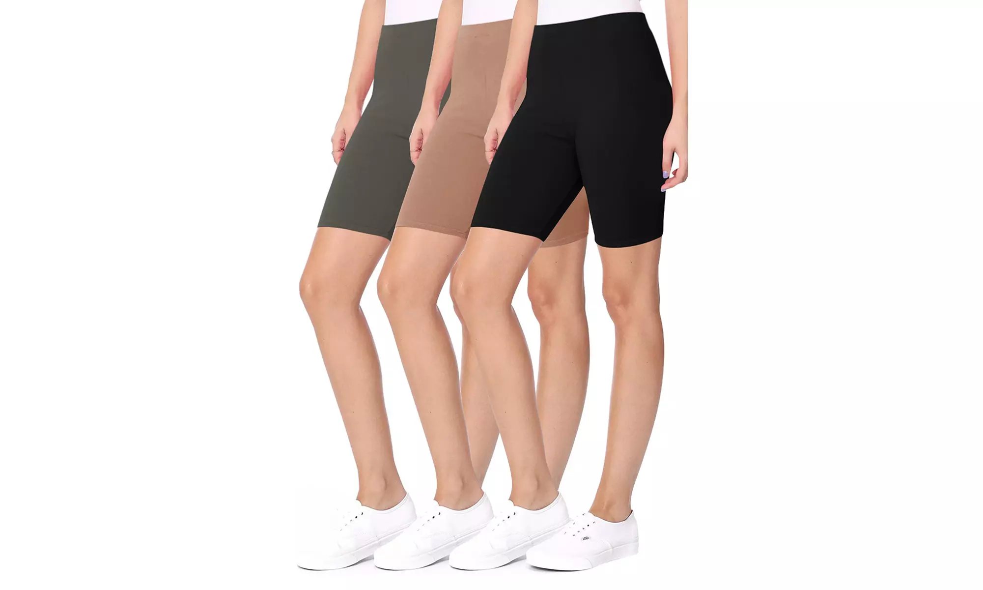 Women's Casual Seamless Elastic High Biker Shorts (Pack of 3)