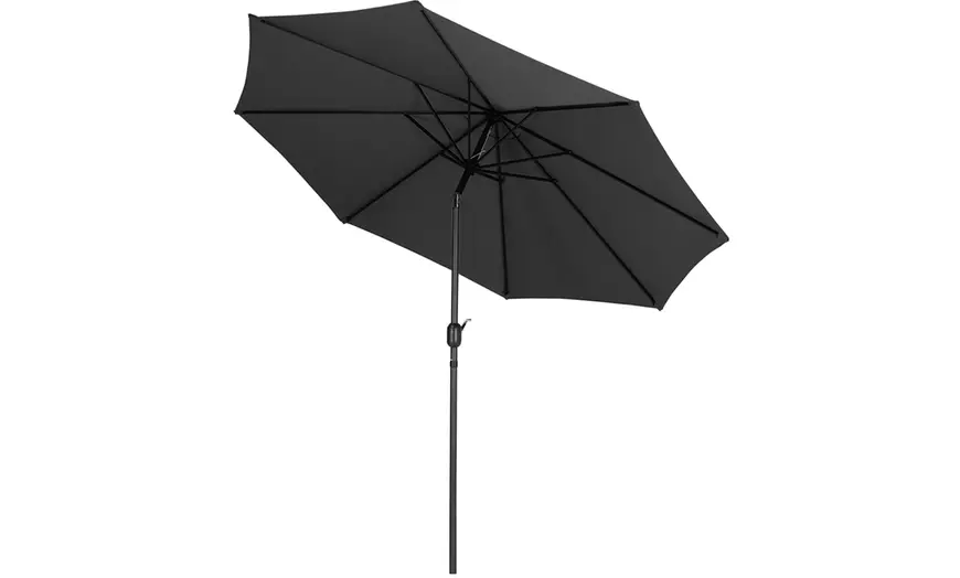 Image 31: Large 3m Black Rotating Outdoor Parasol with Multiple Base Styles