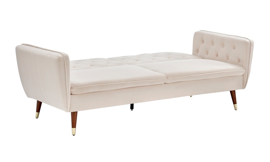 Image 5: Three-Seater Velvet Click Clack Sofa Bed