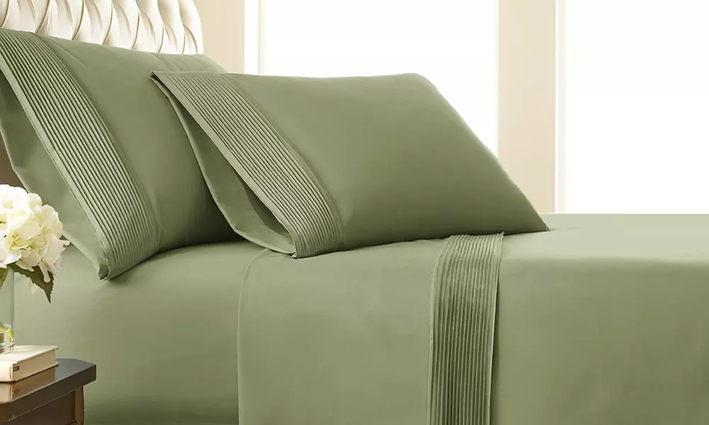Premium Collection Double Brushed Extra Deep Pocket Pleated Sheet Set