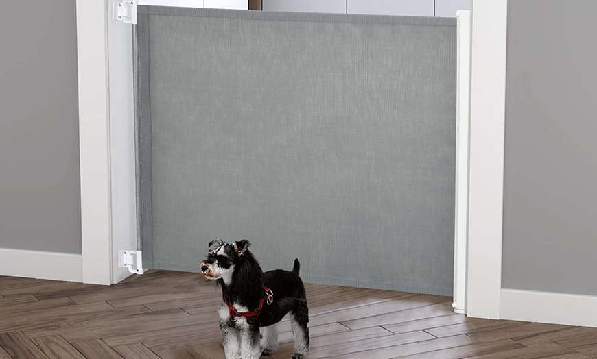 Image 1: PawHut Adjustable Pet Safety Gates for Secure Doorway & Stair Barriers