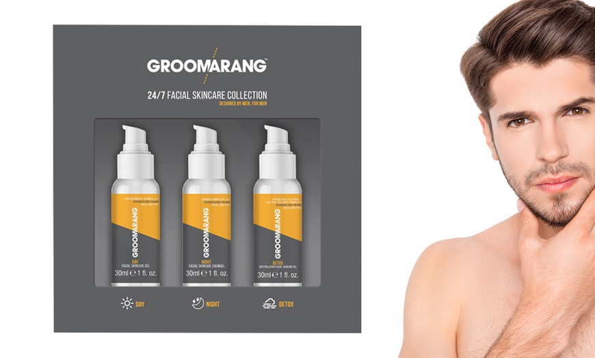 Image 1: Three-Pack Groomarang Skincare Gift Sets for Men