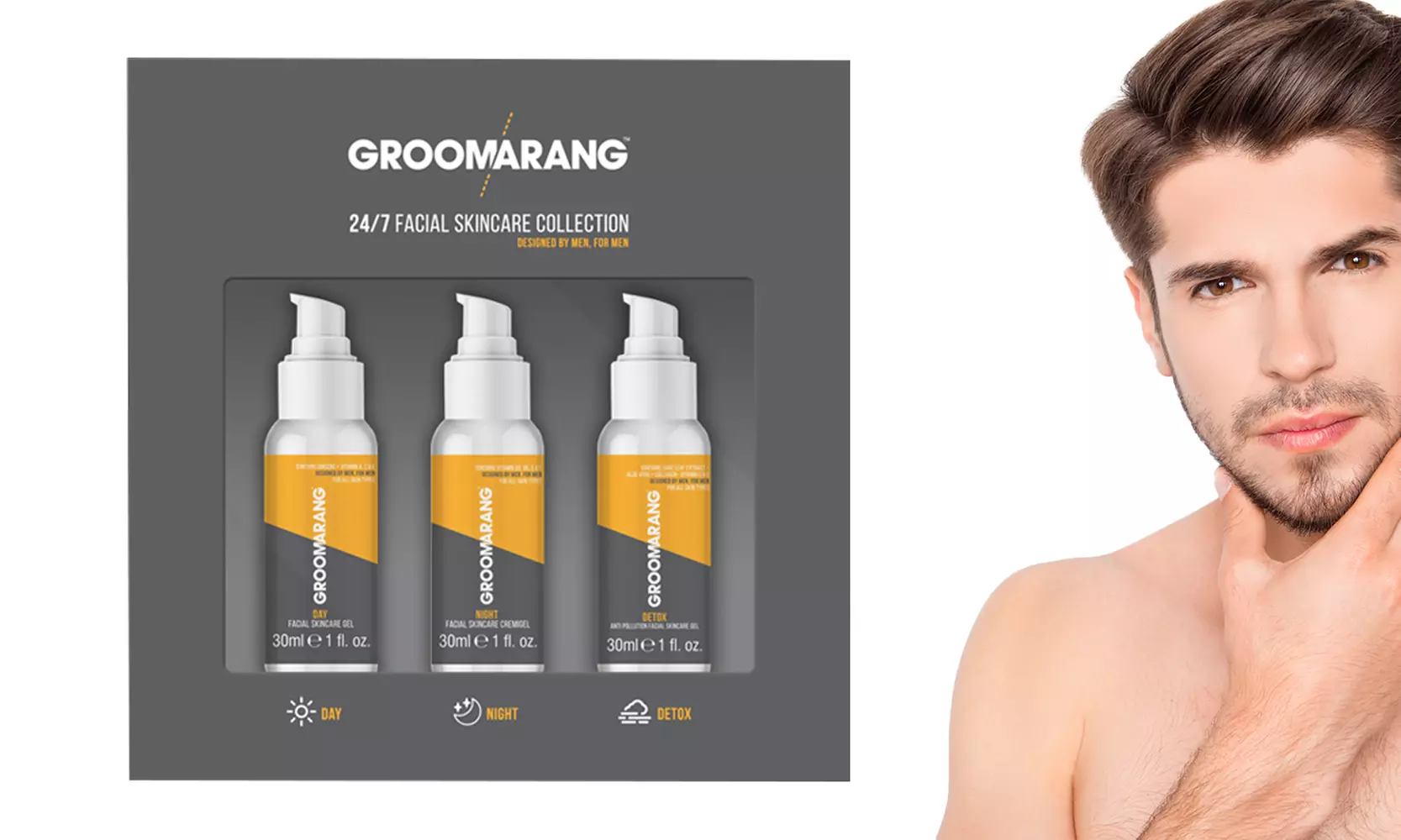Three-Pack Groomarang Skincare Gift Sets for Men
