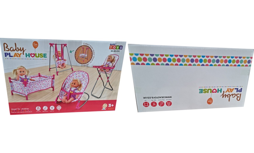 Image 9: Deao Five-in-One Baby Doll Pretend Play Set with Accessories